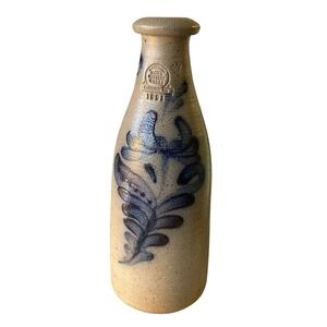 Rowe Pottery Works Cambridge 1991 Stoneware Blue Salt Glaze Floral Vase